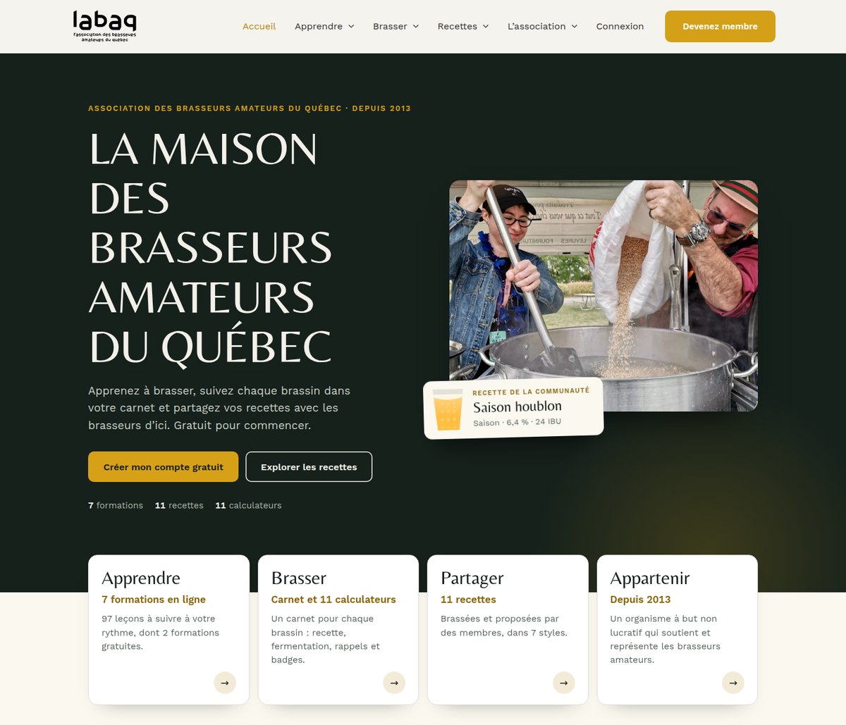 Page d'accueil du site labaq.ca
